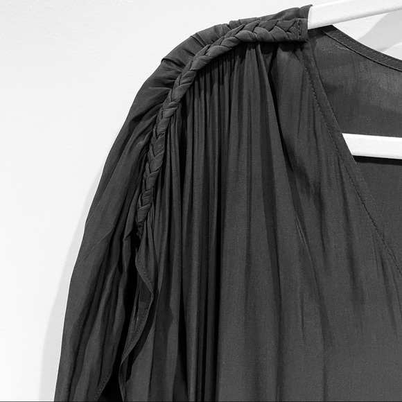 Ramy Brook Braided Shoulder Rushed‎ Black Dress 0 - Picture 6 of 12